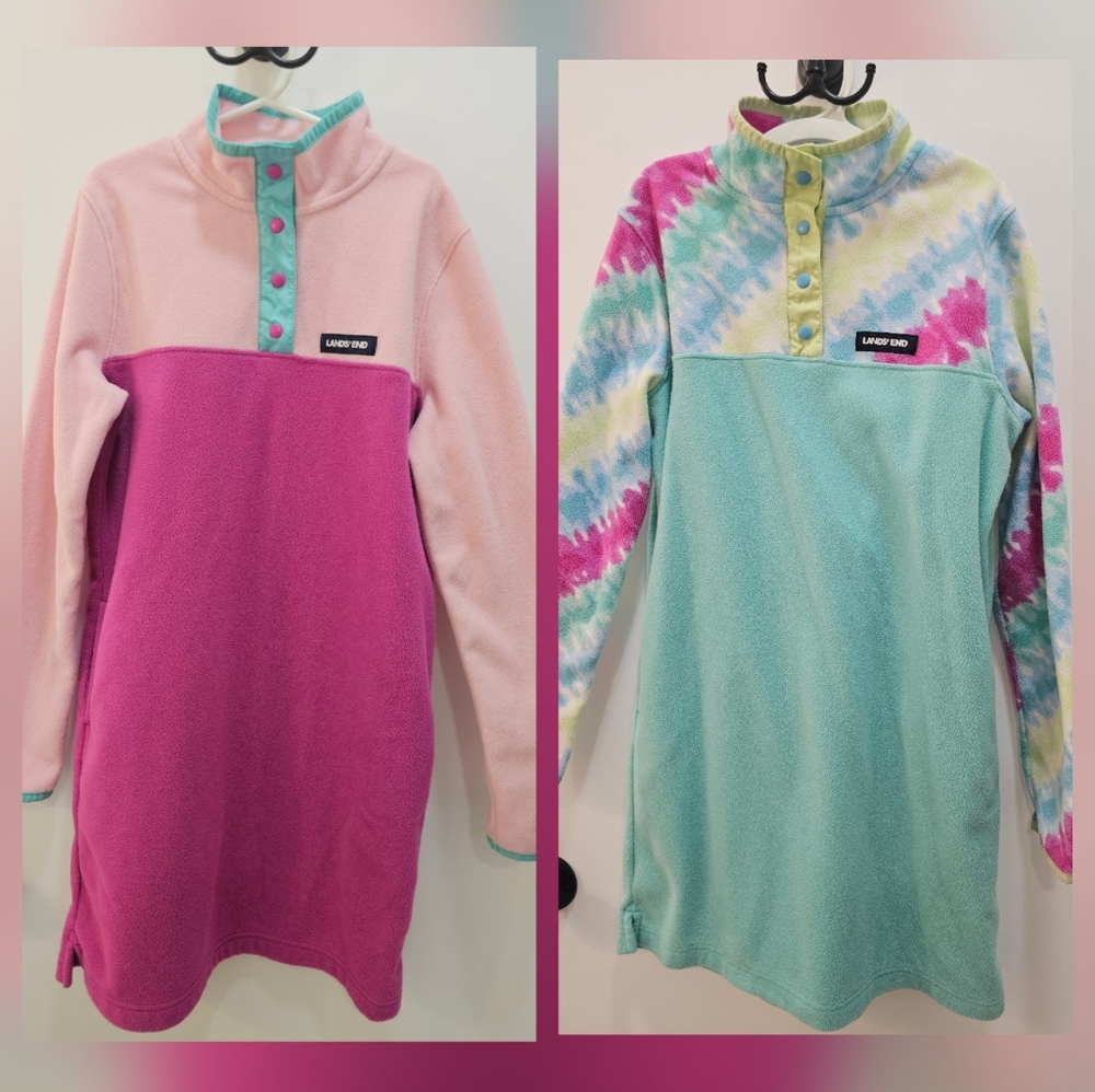 Lands' End Set of Girl's Fleece Dresses, SZ 10-12